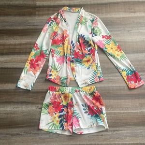 2 Piece Floral Blazer and Shorts Set- Size Small